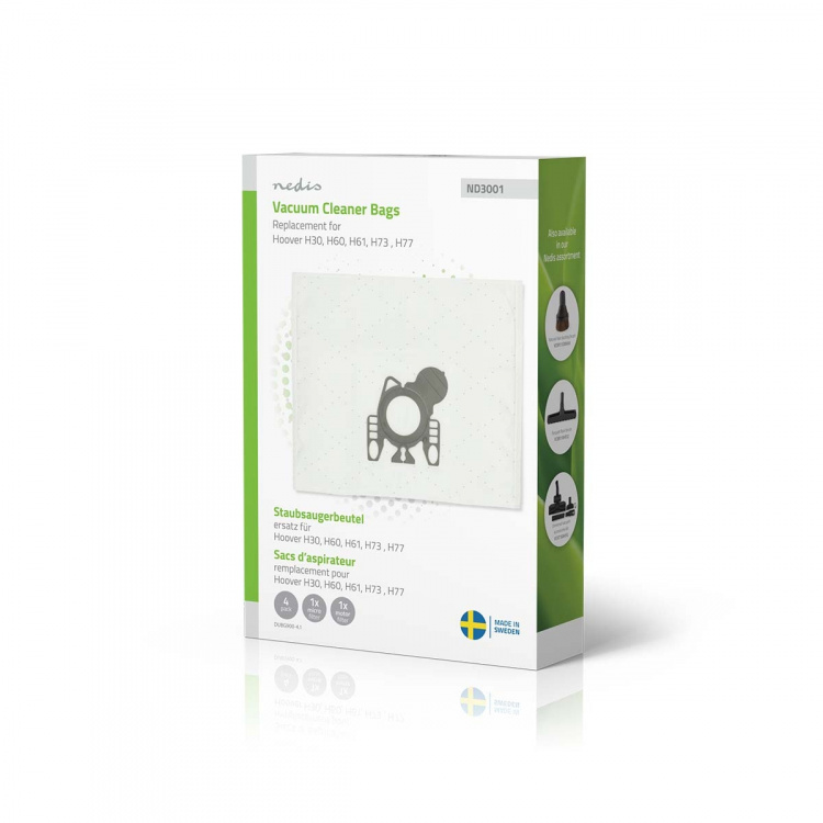 Nedis Pölypussi | 4 kpl | Mikrokuitu | Eniten myyty: Hoover H60 / Hoover H61 / Hoover H73 / Hoover H77 | Valkoinen