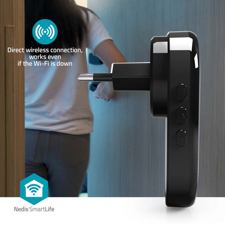 Nedis SmartLife Soittokello | RF, frequency 433 Mhz | Tarvikkeet tuotteelle: WIFICDP11BK / WIFICDP21BK / WIFICDP31BK | Verkkovirtakäyttöinen | 55 Äänet | 110 - 240 V AC 50/60 Hz | Säädettävä äänenvoimakkuus | Musta Nedis SmartLife Soittokello | RF, frequency 433 Mhz | Tarvikkeet tuotteelle: WIFICDP11BK / WIFICDP21BK / WIFICDP31BK | Verkkovirtakäyttöinen | 55 Äänet | 110 - 240 V AC 50/60 Hz | Säädettävä äänenvoimakkuus | Musta