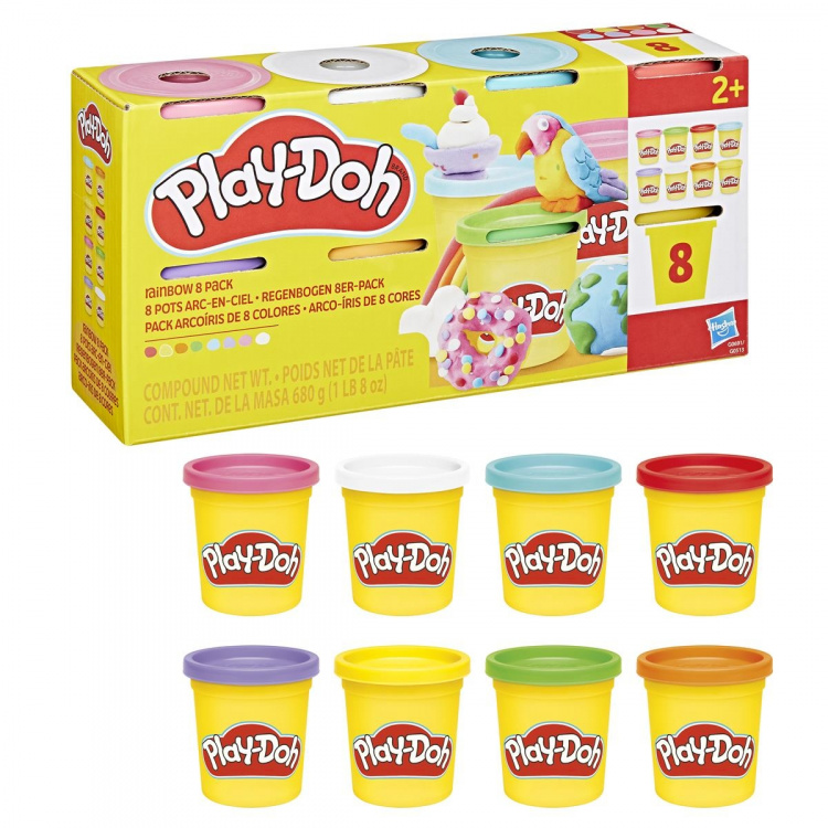 PLAY-DOH Compound 8 Pack, Rainbow, 3 Oz Sateenkaari
