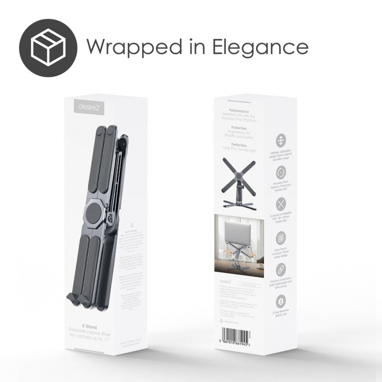 Desire2 Kannettavan Tietokoneen Teline X Stand Taitettava Alumiini