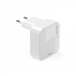 Hama Laturi 2xUSB-C GaN PD 40W Nopea Taitettava Mini Valkoinen