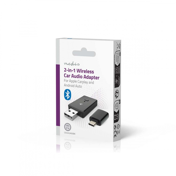 Nedis Wireless Car Audio Adapter | Android Auto / Apple Carplay | AAC / SBC | Black