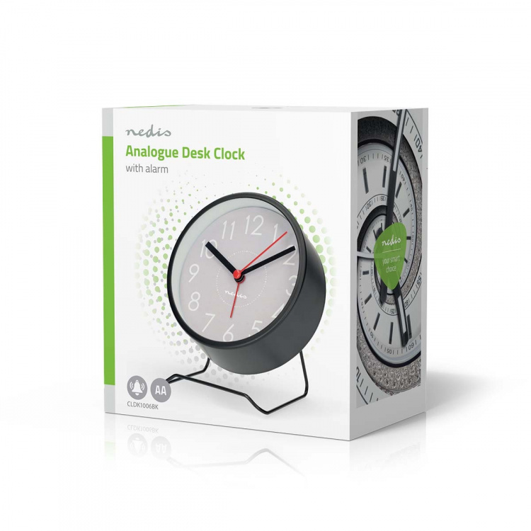 Nedis Analoginen Herätyskello | Torkkutoiminto | Hiljainen kellokoneisto | Musta