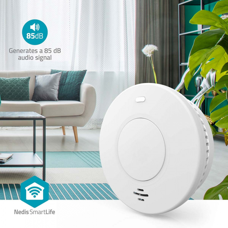 Nedis SmartLife Smoke Detector | Wi-Fi | Battery Powered | Sensor life cycle: 10 year | EN 14604 | Max. battery life: 120 Months