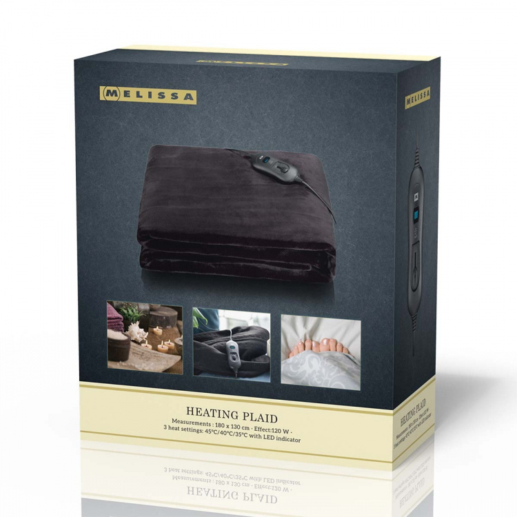 MELISSA Lämmitys ruudullinen 180x130cm 120W Musta