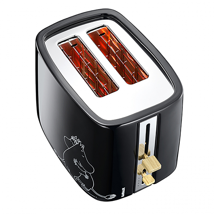 Moomin Keraaminen leivänpaahdin 2 viipaletta musta 875W Moomin Keraaminen leivänpaahdin 2 viipaletta musta 875W