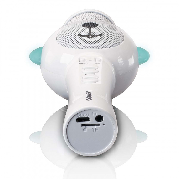 Lenco Karaokemikrofoni Bluetooth® SD-korttipaikalla valot Aux Out Valkoinen Lenco Karaokemikrofoni Bluetooth® SD-korttipaikalla valot Aux Out Valkoinen