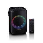 Lenco Karaokejärjestelmä, jossa Bluetooth®, ladattava akku, langaton karaokemikrofoni ja disco LED-valaistus Musta