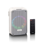 Lenco Karaokejärjestelmä, jossa on Bluetooth®, ladattava akku, langaton karaokemikrofoni ja disco LED-valaistus Valkoinen Lenco Karaokejärjestelmä, jossa on Bluetooth®, ladattava akku, langaton karaokemikrofoni ja disco LED-valaistus Valkoinen