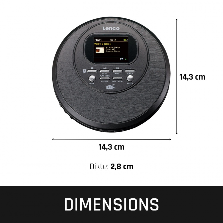 Lenco Discman, jossa on DAB Bluetooth® ja värillinen TFT Musta Lenco Discman, jossa on DAB Bluetooth® ja värillinen TFT Musta