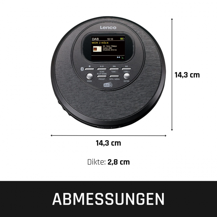 Lenco Discman, jossa on DAB Bluetooth® ja värillinen TFT Musta Lenco Discman, jossa on DAB Bluetooth® ja värillinen TFT Musta