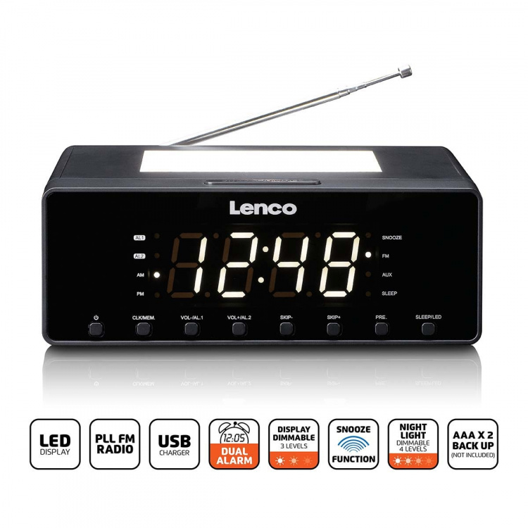 Lenco Yövalolla varustettu kelloradio