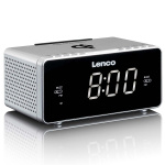 Lenco Stereo FM Clock Radio USB ja Qi langaton älypuhelimen lataus Silver Lenco Stereo FM Clock Radio USB ja Qi langaton älypuhelimen lataus Silver