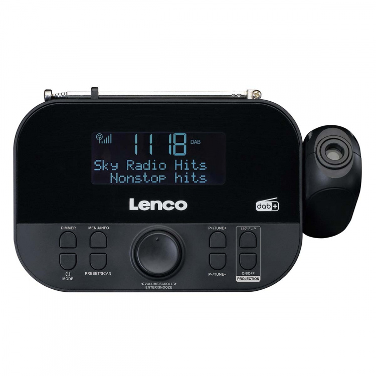 Lenco DAB+, FM-kelloradio, jossa on projektio Lenco DAB+, FM-kelloradio, jossa on projektio