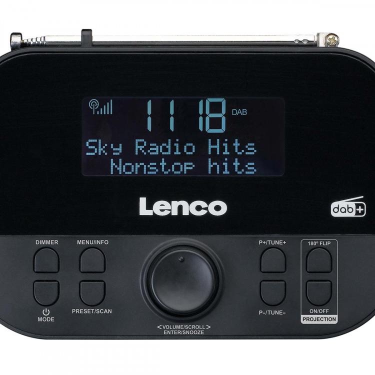 Lenco DAB+, FM-kelloradio, jossa on projektio Lenco DAB+, FM-kelloradio, jossa on projektio