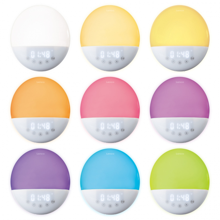 Lenco Älykäs kelloradio, jossa on herätysvalo Monivärinen Lenco Älykäs kelloradio, jossa on herätysvalo Monivärinen