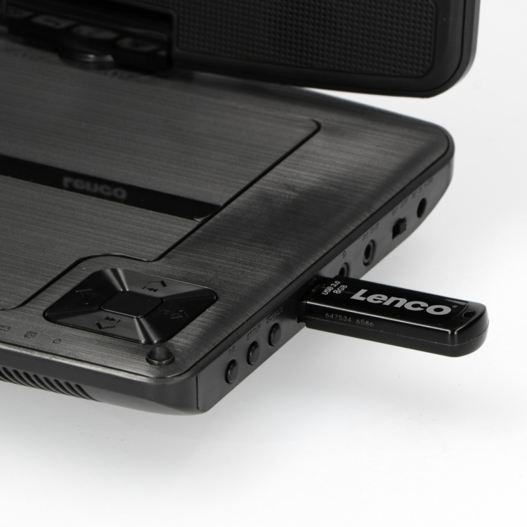 Lenco 9 tuuman kannettava DVD uusi muotoilu kiinnikkeellä Musta Lenco 9 tuuman kannettava DVD uusi muotoilu kiinnikkeellä Musta