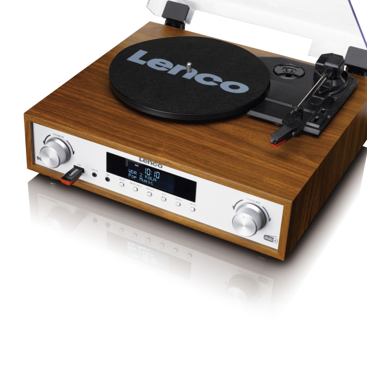 Lenco HiFi Stereojärjestelmä, jossa on levysoitin, DAB+/FM-radio ja Bluetooth®-puu Lenco HiFi Stereojärjestelmä, jossa on levysoitin, DAB+/FM-radio ja Bluetooth®-puu