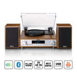 Lenco HiFi Stereojärjestelmä, jossa on levysoitin, DAB+/FM-radio ja Bluetooth®-puu Lenco HiFi Stereojärjestelmä, jossa on levysoitin, DAB+/FM-radio ja Bluetooth®-puu
