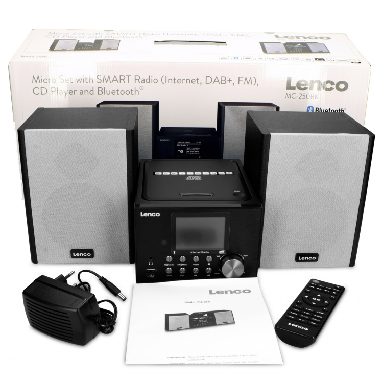 Lenco Mikrofoni, jossa on internet/ DAB+-radio Bluetooth® CD MP3 Musta Lenco Mikrofoni, jossa on internet/ DAB+-radio Bluetooth® CD MP3 Musta