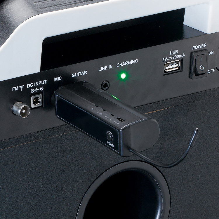 Lenco Langaton mikrofoni, jossa on 6,3 mm:n paristokäyttöinen vastaanotin Lenco Langaton mikrofoni, jossa on 6,3 mm:n paristokäyttöinen vastaanotin