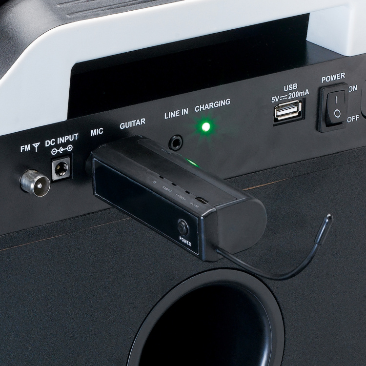 Lenco 2 langattoman mikrofonin sarja, jossa on kannettava paristokäyttöinen vastaanotin Lenco 2 langattoman mikrofonin sarja, jossa on kannettava paristokäyttöinen vastaanotin