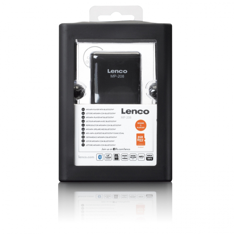 Lenco MP3/MP4-soitin Bluetoothilla Musta