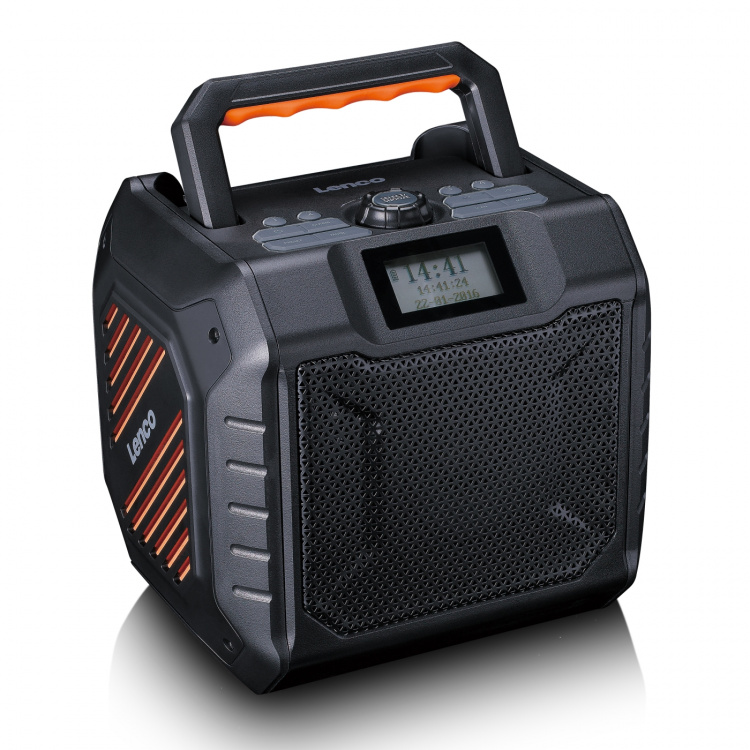 Lenco Tehokas kannettava DAB+/FM-radio Bluetooth® IPX5-vedenkestävyydellä Harmaa Lenco Tehokas kannettava DAB+/FM-radio Bluetooth® IPX5-vedenkestävyydellä Harmaa