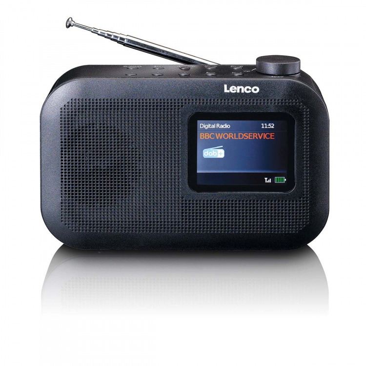 Lenco Kannettava DAB+/FM-radio, jossa on Bluetooth® ja värillinen akku Musta Lenco Kannettava DAB+/FM-radio, jossa on Bluetooth® ja värillinen akku Musta
