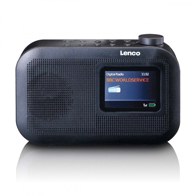 Lenco Kannettava DAB+/FM-radio, jossa on Bluetooth® ja värillinen akku Musta Lenco Kannettava DAB+/FM-radio, jossa on Bluetooth® ja värillinen akku Musta