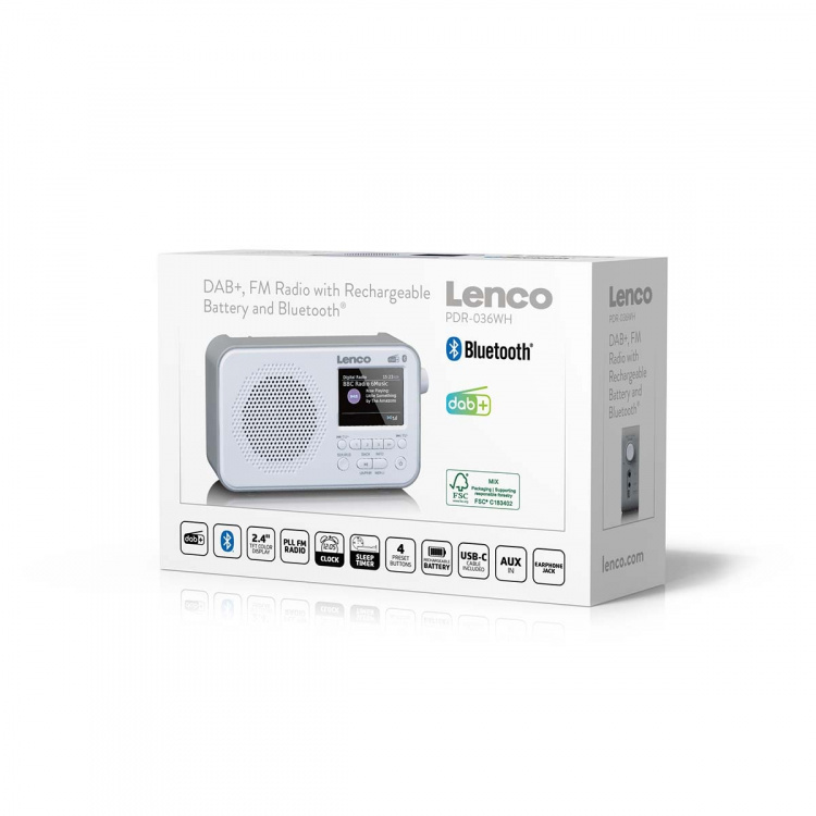 Lenco Kannettava DAB+ FM-radio Bluetooth®:lla 2,4