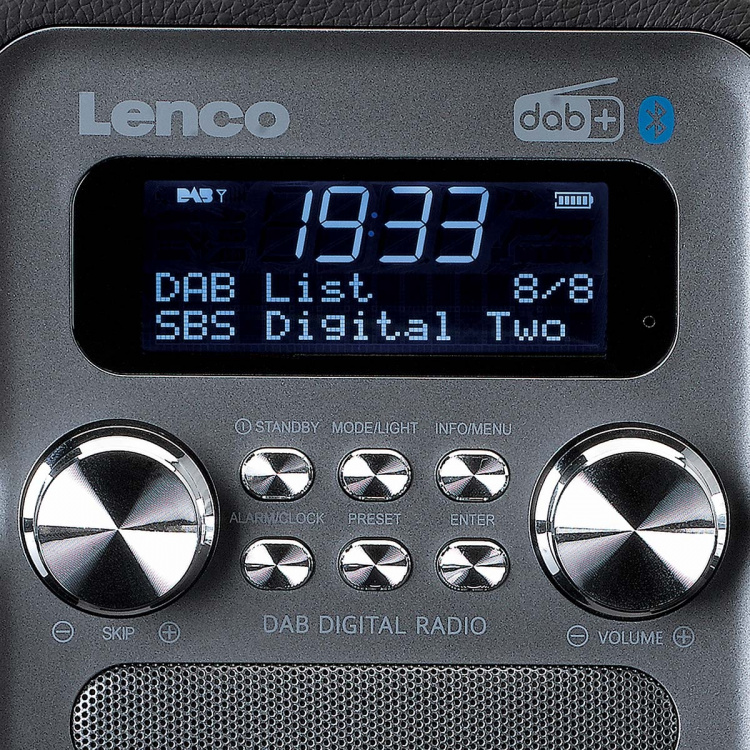Lenco Kannettava DAB+ FM-radio Bluetooth®:llä ja AUX-liitännällä, ladattava akku Musta