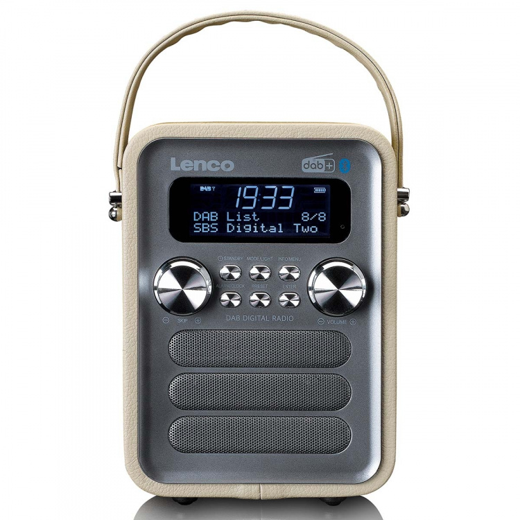 Lenco Kannettava DAB+ FM-radio Bluetooth®:llä ja AUX-ulostulolla, ladattava akku Taupe Lenco Kannettava DAB+ FM-radio Bluetooth®:llä ja AUX-ulostulolla, ladattava akku Taupe