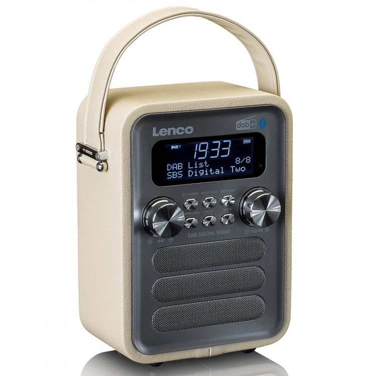 Lenco Kannettava DAB+ FM-radio Bluetooth®:llä ja AUX-ulostulolla, ladattava akku Taupe Lenco Kannettava DAB+ FM-radio Bluetooth®:llä ja AUX-ulostulolla, ladattava akku Taupe