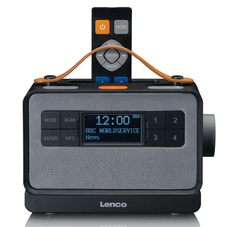 Lenco Kannettava FM/DAB+-radio isoilla painikkeilla ja  Lenco Kannettava FM/DAB+-radio isoilla painikkeilla ja
