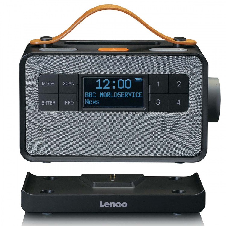 Lenco Kannettava FM/DAB+-radio isoilla painikkeilla ja  Lenco Kannettava FM/DAB+-radio isoilla painikkeilla ja