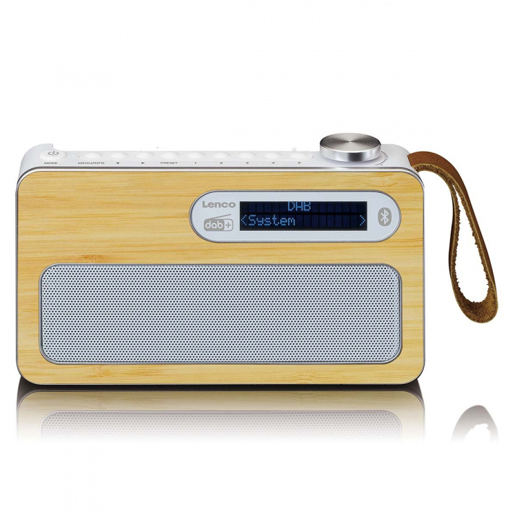 Lenco Kannettava DAB+/ FM-radio Bluetooth®:lla Bamboo White -mikrofoni, valkoinen Lenco Kannettava DAB+/ FM-radio Bluetooth®:lla Bamboo White -mikrofoni, valkoinen