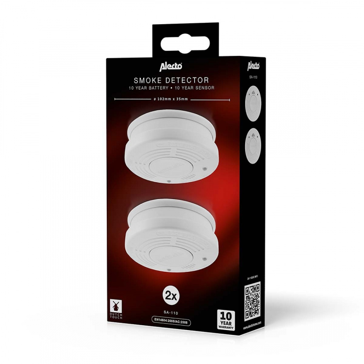 Alecto Savuilmaisin 10 vuoden paristo- ja anturiajalla 2-pack Valkoinen