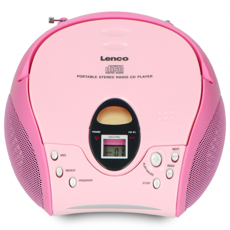 Lenco Kannettava FM-radio CD-levyllä Pink Lenco Kannettava FM-radio CD-levyllä Pink