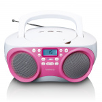 Lenco Kannettava FM-radio/CD/MP3- ja USB-soitin Vaaleanpunainen Lenco Kannettava FM-radio/CD/MP3- ja USB-soitin Vaaleanpunainen