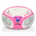 Lenco Kannettava FM-radio CD/MP3/USB-mikrofoni ja valoefektit Vaaleanpunainen Lenco Kannettava FM-radio CD/MP3/USB-mikrofoni ja valoefektit Vaaleanpunainen