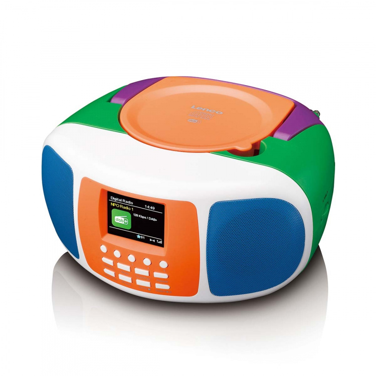 Lenco Kannettava DAB+/FM-radio Bluetooth®:llä, CD-soittimella ja suurella LCD-värinäytöllä Iloiset värit lapsille Lenco Kannettava DAB+/FM-radio Bluetooth®:llä, CD-soittimella ja suurella LCD-värinäytöllä Iloiset värit lapsille