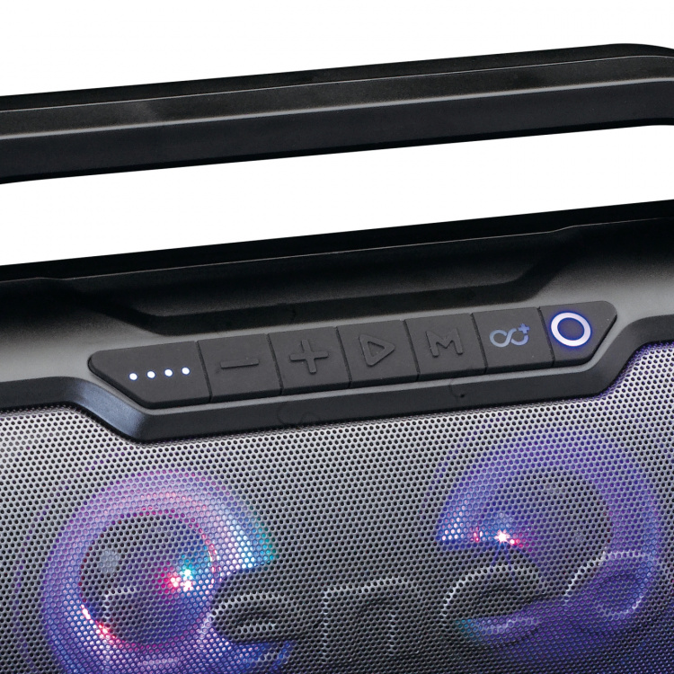 Lenco Roiskevesitiivis Bluetooth®-kaiutin met FM-radio, USB, SD ja juhlavalot Musta Lenco Roiskevesitiivis Bluetooth®-kaiutin met FM-radio, USB, SD ja juhlavalot Musta