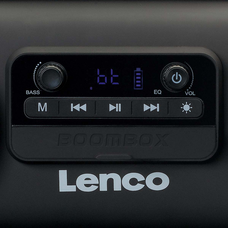 Lenco Roiskevesisuojattu Bluetooth®-kaiutin FM-radio USB ja micro SD valotehosteilla Musta Lenco Roiskevesisuojattu Bluetooth®-kaiutin FM-radio USB ja micro SD valotehosteilla Musta