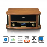 Lenco Puinen retrolevysoitin, jossa on Bluetooth®, DAB+/FM-radio, USB-koodaus, CD-soitin, kasettisoitin ja sisäänrakennetut kaiuttimet Lenco Puinen retrolevysoitin, jossa on Bluetooth®, DAB+/FM-radio, USB-koodaus, CD-soitin, kasettisoitin ja sisäänrakennetut kaiuttimet