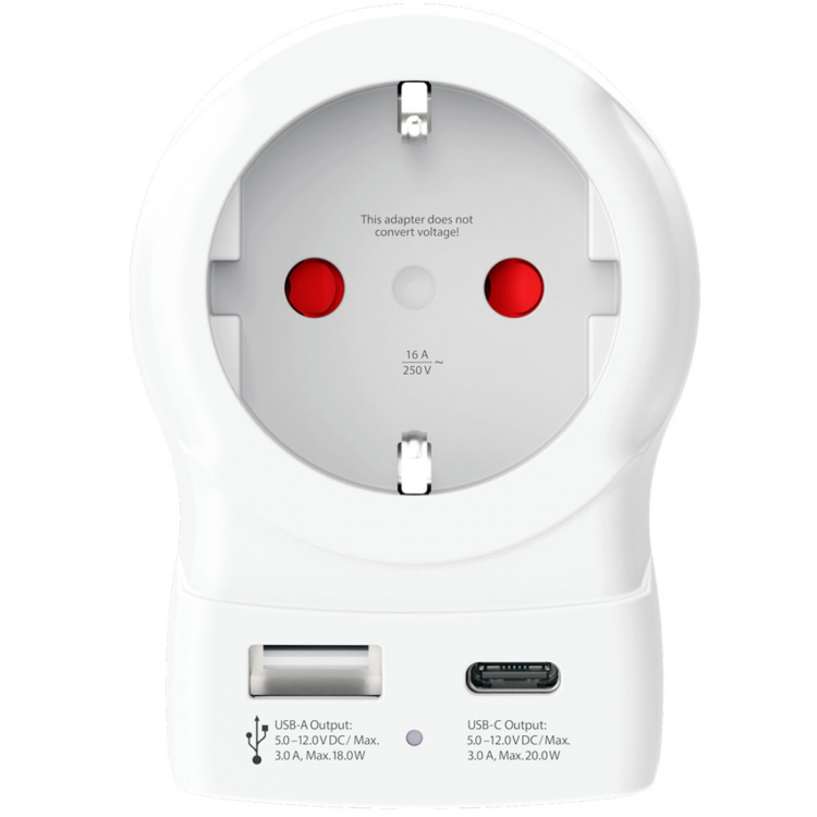 SKROSS Matkasovitin Euroopasta Yhdysvaltoihin ja muihin USB-A/USB-C 20W PD maadoitettu SKROSS Matkasovitin Euroopasta Yhdysvaltoihin ja muihin USB-A/USB-C 20W PD maadoitettu