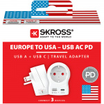 SKROSS Matkasovitin Euroopasta Yhdysvaltoihin ja muihin USB-A/USB-C 20W PD maadoitettu SKROSS Matkasovitin Euroopasta Yhdysvaltoihin ja muihin USB-A/USB-C 20W PD maadoitettu