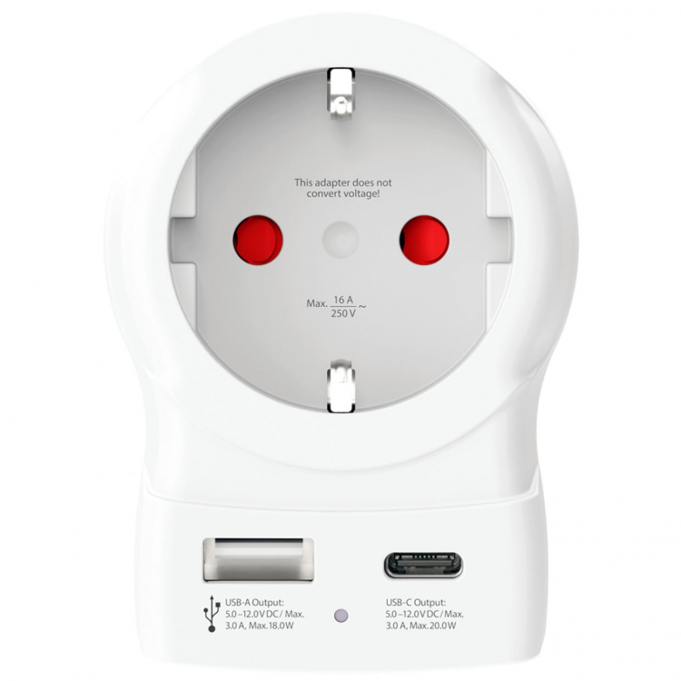 SKROSS Matkasovitin Euroopasta Iso-Britanniaan ja muihin USB-A/USB-C 20W PD maadoitettu SKROSS Matkasovitin Euroopasta Iso-Britanniaan ja muihin USB-A/USB-C 20W PD maadoitettu