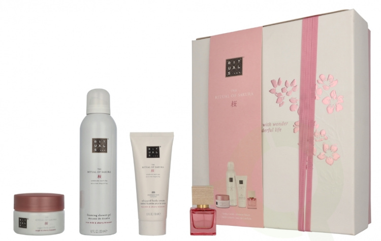 Rituals Sakura Medium Giftset 2025 440 ml Body Cream 100ml/Body Scrub 125g/Foaming Shower Gel 200ml/Travel - Rêve de Hanami 15ml