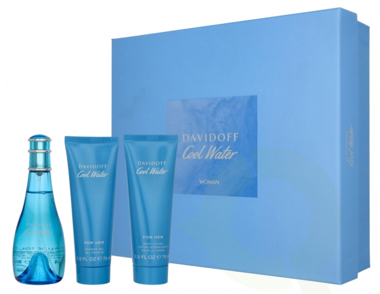 Davidoff Cool Water Woman Giftset 250 ml Edt Spray 100ml/Body Lotion 75ml/Shower Gel 75ml